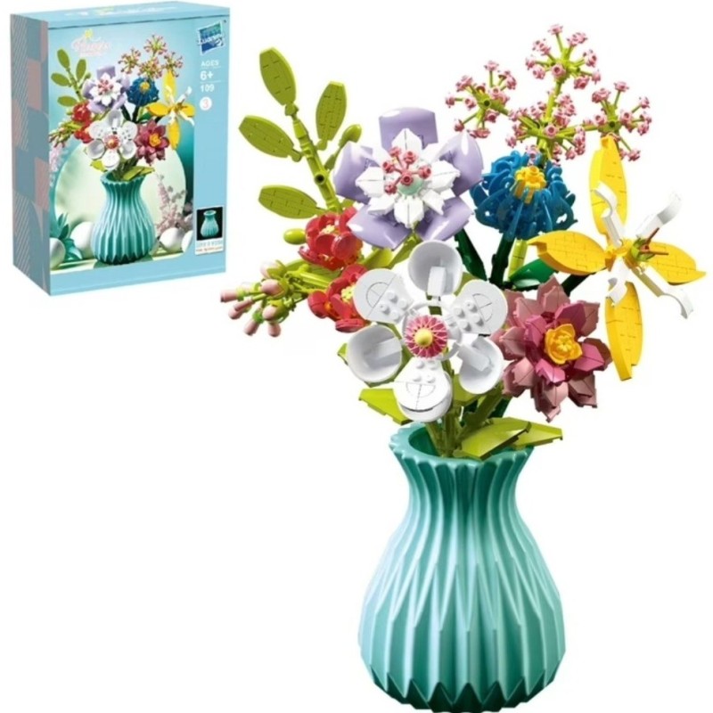 لگو گلدان گل فیروزه‌ای