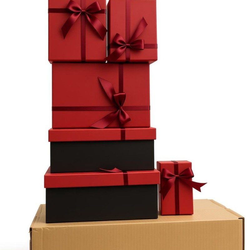 جعبه کادویی قرمز مشکی 1 عددی