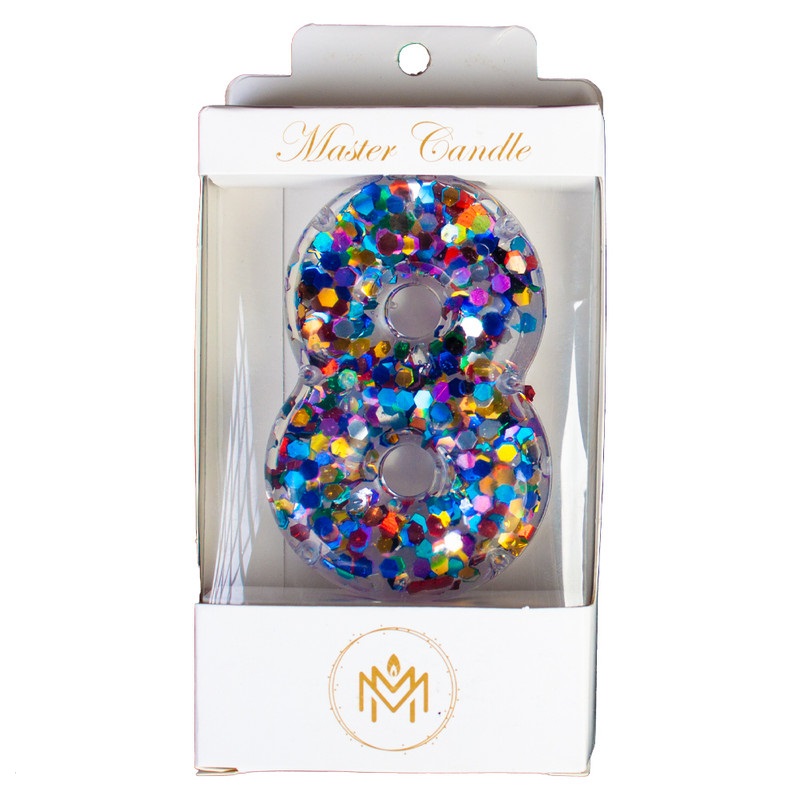 شمع عداد لاکچری پولک دار و ورق طلا تعداد یک عددی