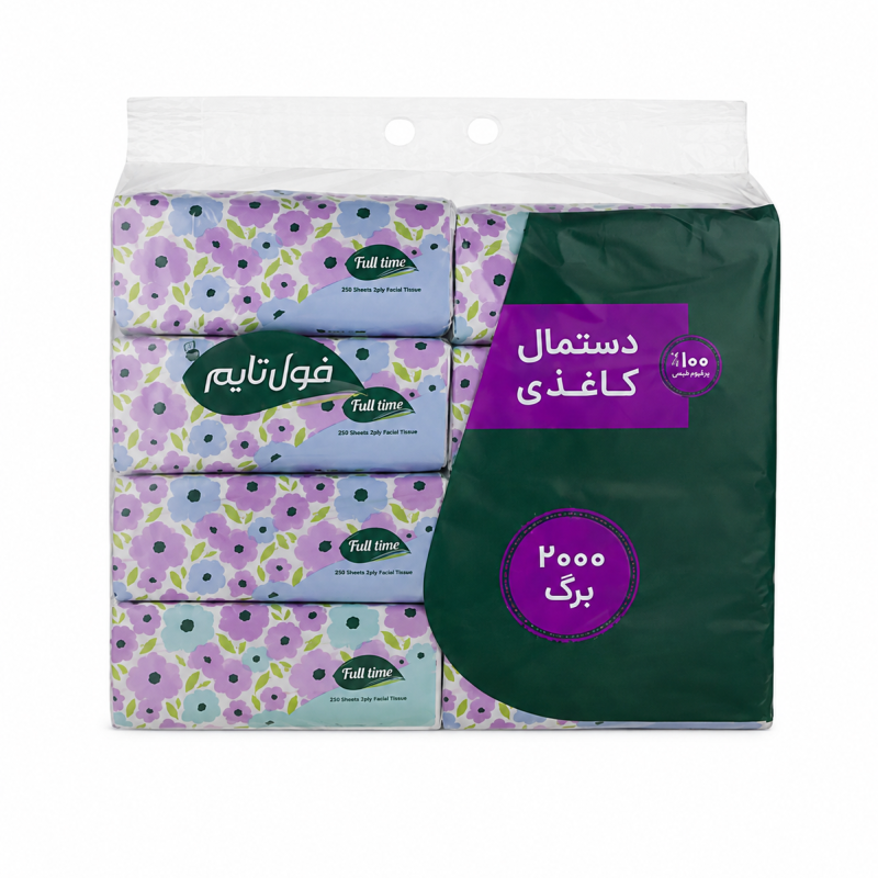 دستمال کاغذی فول تایم بشته ۲۰۰۰ برگی