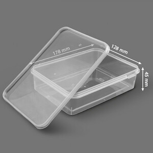 ظرف نگهدارنده پولاد پویش مدل فریزری و مایکروویوی طرح مستطیلی شفاف کد 700cc بسته 15 عددی