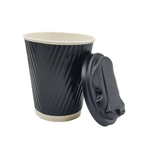 لیوان یکبار مصرف مدل کاغذی دوجداره درب دار 220cc بسته 300 عددی