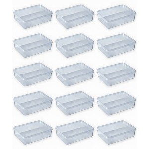 ظرف نگهدارنده پولاد پویش مدل فریزری و مایکروویوی طرح مستطیلی شفاف کد 700cc بسته 15 عددی