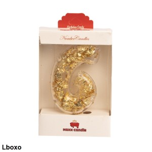 شمع عداد لاکچری پولک دار و ورق طلا تعداد یک عددی