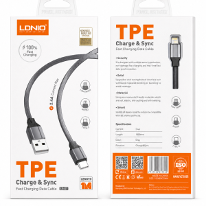 کابل شارژ USB به USB-C الدینیو (LDNIO) مدل LS441 طول 1 متر – 2.4 آمپر