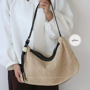 کیف چرم و رافیا کنفی زنانه سوگل