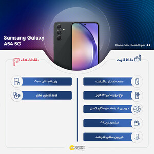 گوشی موبایل سامسونگ مدل Galaxy A54 5G دو سیم کارت ظرفیت 256 گیگابایت و رم 8 گیگابایت - ویتنام/پلمپ و آکبند