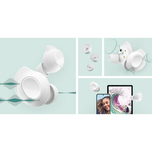 هدفون بلوتوثی سامسونگ مدل Galaxy Buds FE با نویز کنسلینگ فعال (ANC)، درگاه شارژ USB Type-C، دارای میکروفون دوگانه، مقاوم در برابر رطوبت و عرق
