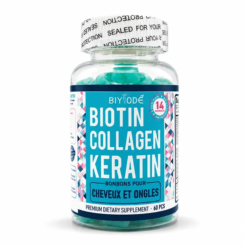 پاستیل تقویتی بیوتین، کلاژن و کراتین «اورجینال» ۶۰ عددی | Biyode Biotin Collagen Keratin 60 Gummies