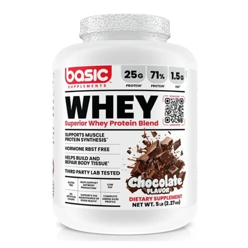مکمل پروتئین وی پودری 2.27 کیلوگرم برند بیسیک Basic Supplements Whey | اورجینال