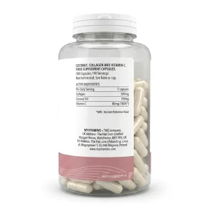کپسول کوکونات کلاژن «اورجینال» برند مای‌ویتامینز  ۱۸۰ عددی (Myvitamins Coconut + Collagen)