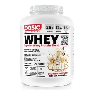 مکمل پروتئین وی پودری 2.27 کیلوگرم برند بیسیک Basic Supplements Whey | اورجینال