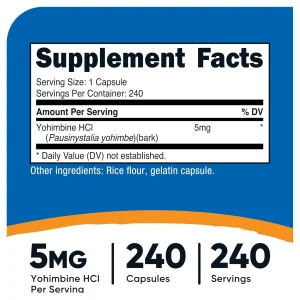 کپسول چربی سوز یوهمبین نوت‌ ریکاست 5 میلی گرم Nutricost Yohimbine HCl اورجینال