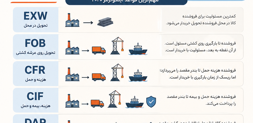 راهنمای کامل اینکوترمز 2020 برای واردکنندگان فولاد