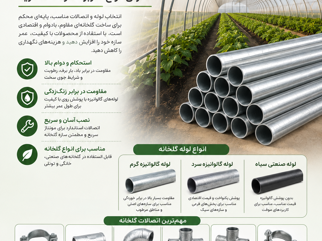 راهنمای کامل لوله و اتصالات گلخانه؛ معرفی انواع، کاربردها و نکات خرید