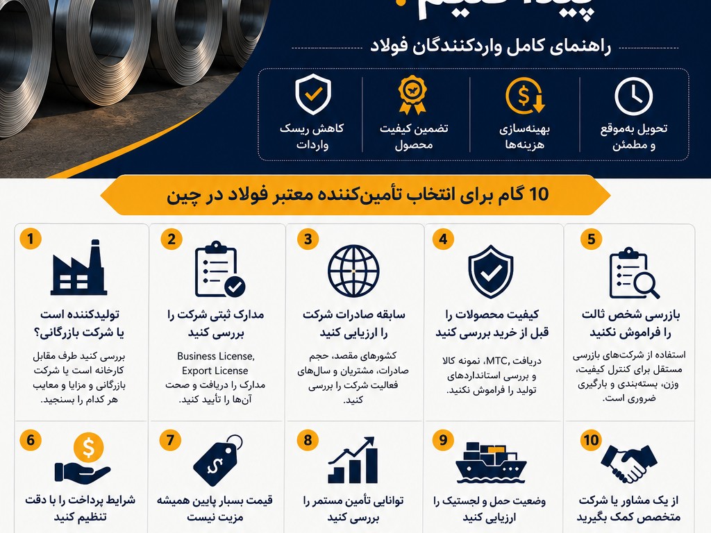 چگونه یک تأمین‌کننده معتبر فولاد در چین پیدا کنیم؟ راهنمای کامل واردکنندگان ایرانی