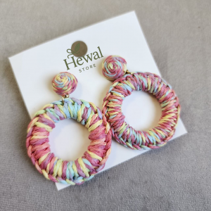 گوشواره هفت رنگ حصیری تابستانی