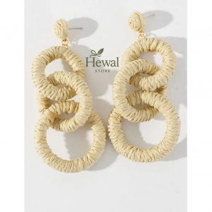 گوشواره زنانه بافت کنفی و حصیری مدل “Lira”