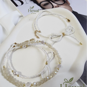 ست گردنبند و دستبند مرواریدی سفید