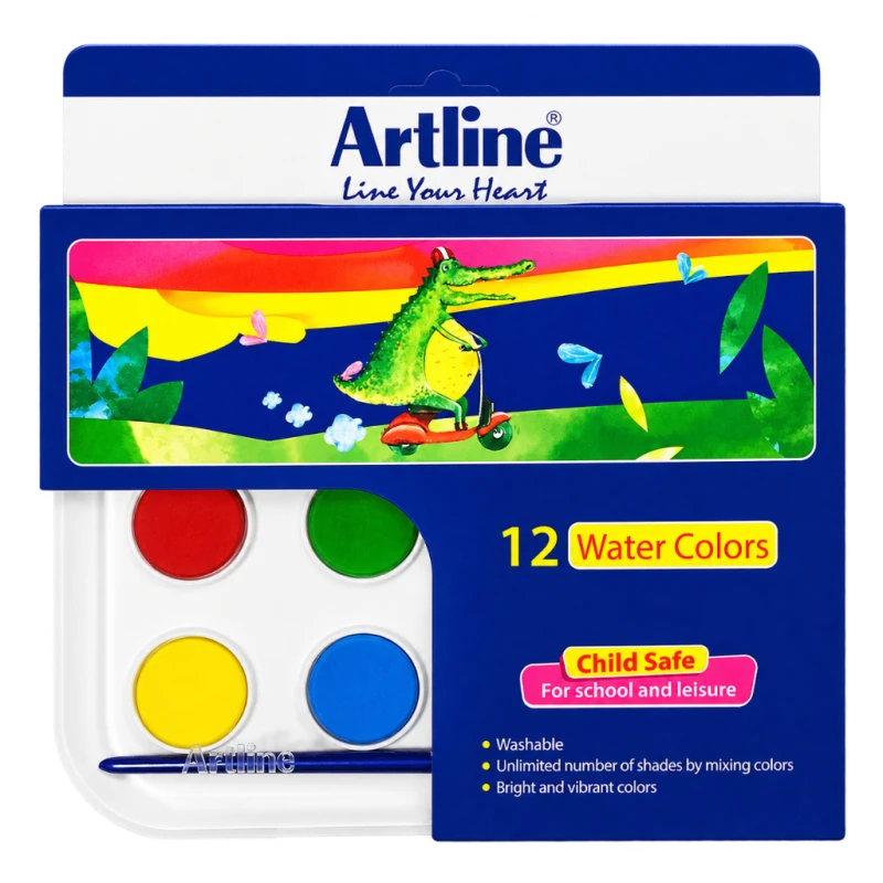 آبرنگ 12 رنگ جعبه ای با قلمو 820W12 Artline