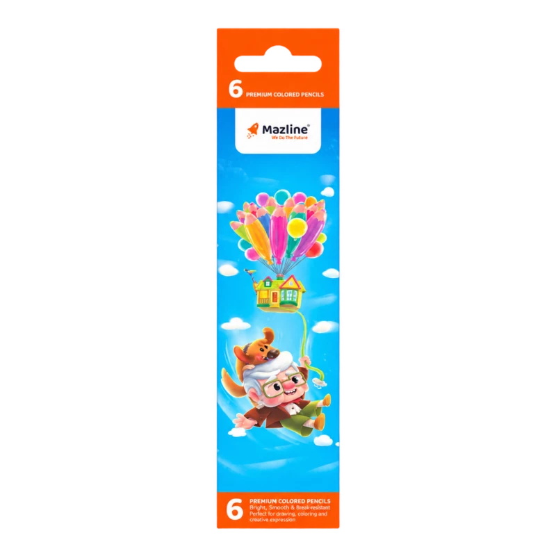 مداد رنگی 6 رنگ جعبه مقوایی Mazline PA-01062