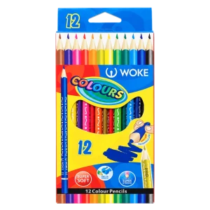 مداد رنگی 12رنگ جعبه مقوایی3گوش woke