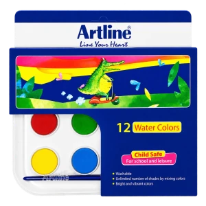 آبرنگ 12 رنگ جعبه ای با قلمو 820W12 Artline