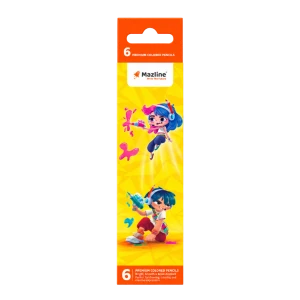 مداد رنگی 6 رنگ جعبه مقوایی Mazline PA-01062