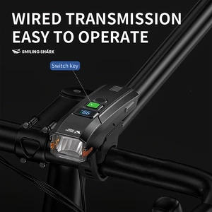 چراغ هوشمند شارژی ضدآب دوچرخه اسمایلینگ شارک با بوق هشدار