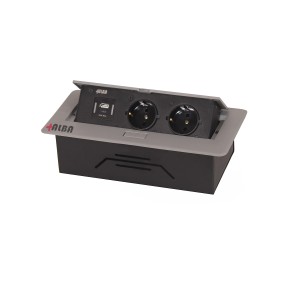 پریز توکار برند آلبا USB و دو سوکت برق  ALBA