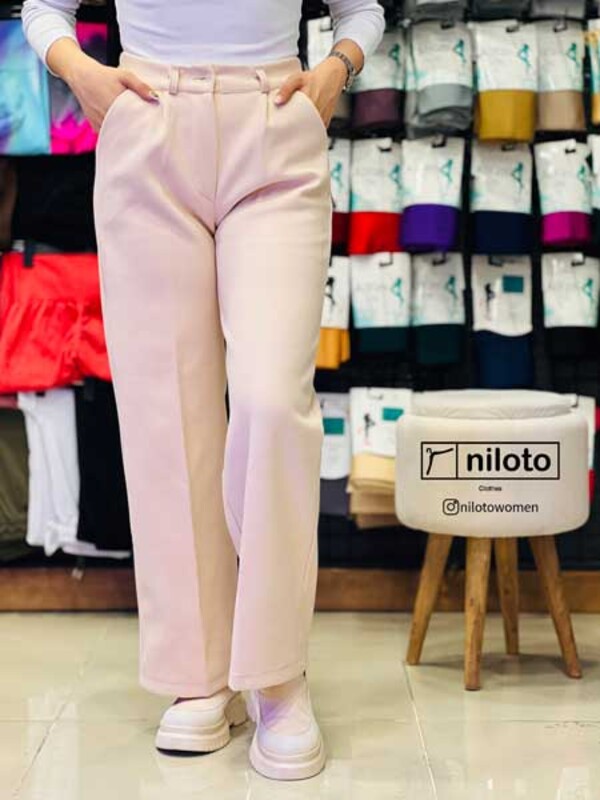 شلوار فوتر ساده نیم بگ کرم روشن (160148)