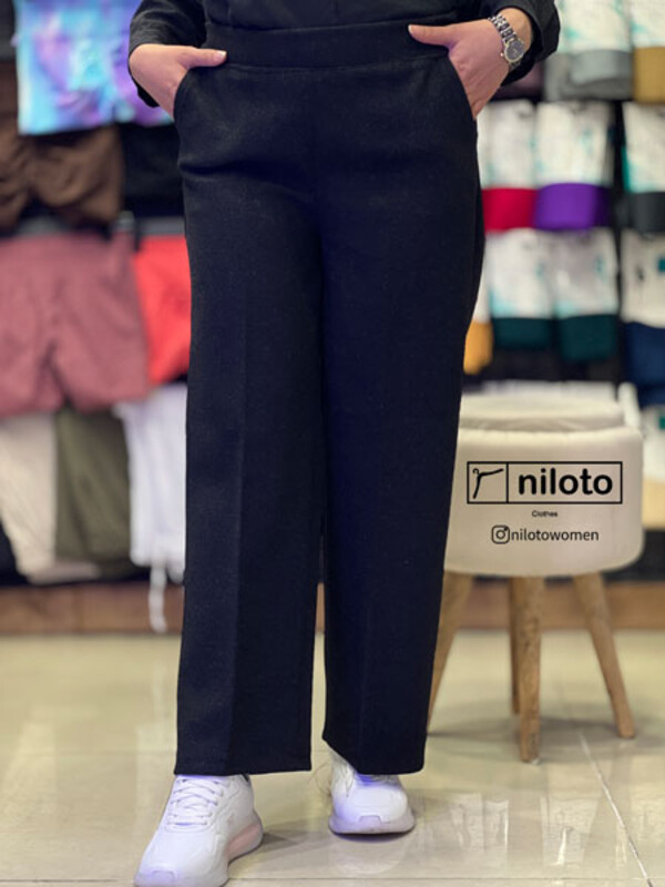 شلوار فوتر دو نخ نیم بگ مشکی(160100)