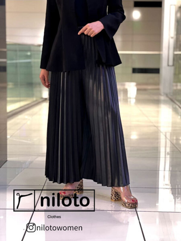 دامن شلواری پلیسه ساتن (5600)