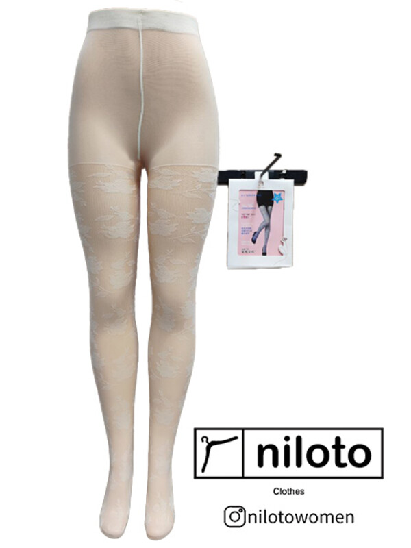 جوراب شلواری توری گیپور طرح گل (09665)