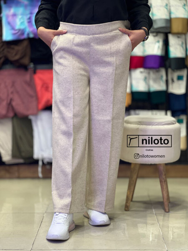 شلوار فوتر دو نخ نیم بگ کرم(160102)