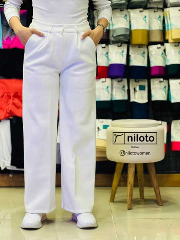 شلوار فوتر ساده نیم بگ سفید (160101)