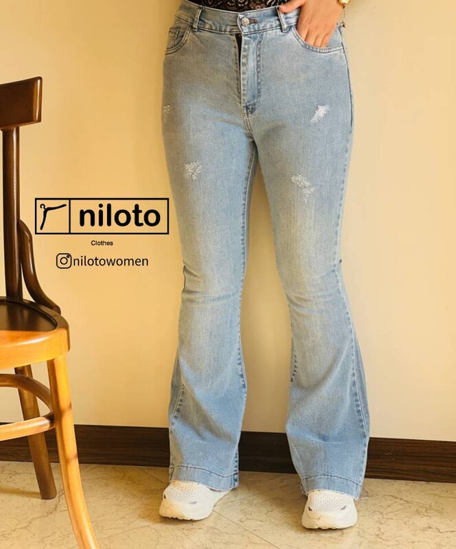 شلوار جین بوتکات رنگ آبی یخی(060333)