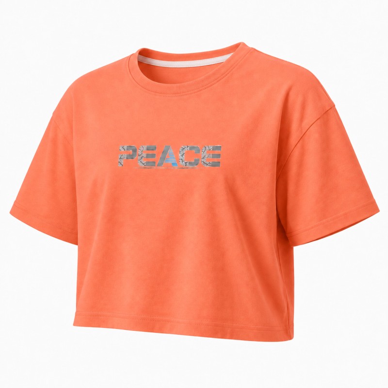 کراپ آستین کوتاه طرح Peace