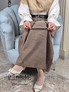 دامن مخمل کبریتی بلند (7)