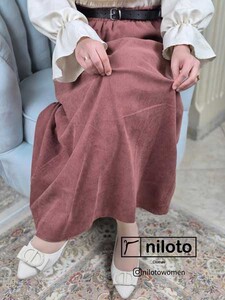 دامن مخمل کبریتی بلند (5)