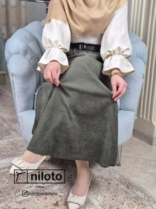 دامن مخمل کبریتی بلند (3)