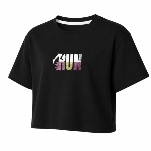 کراپ آستین کوتاه طرح Run