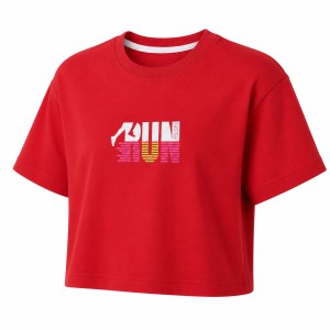 کراپ آستین کوتاه طرح Run