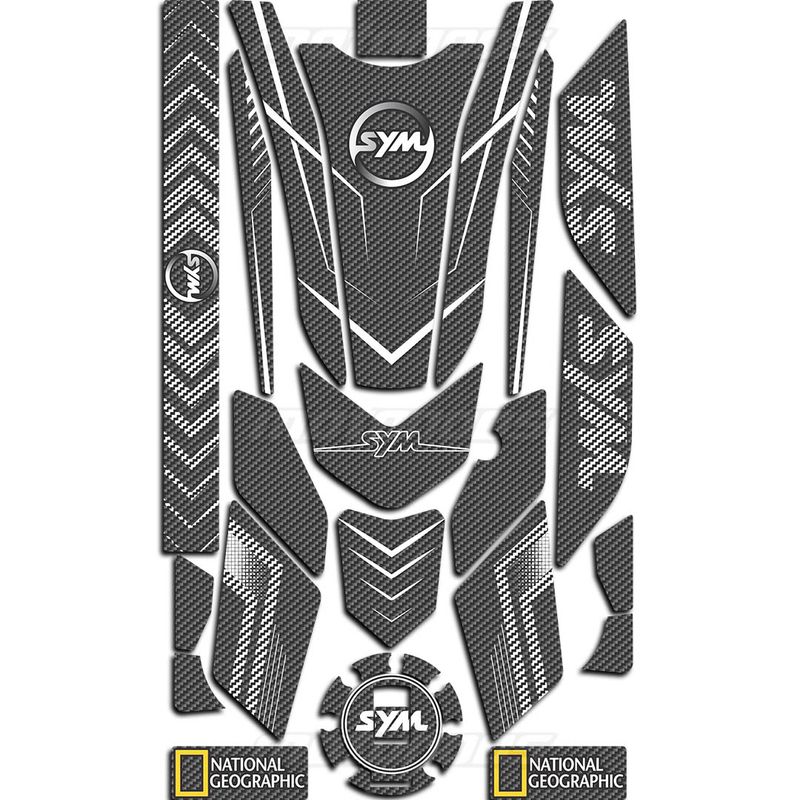 پد ژله ای کامل بدنه SYM Galaxy NH 180 کربن سفید