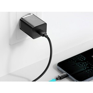 شارژر دیواری فست شارژ بیسوس همراه کابل لایتنینگ Baseus Super Si Quick Charger 1C 20W TZCCSUP-A03