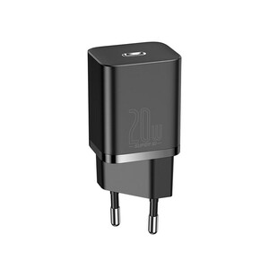 شارژر دیواری فست شارژ بیسوس همراه کابل لایتنینگ Baseus Super Si Quick Charger 1C 20W TZCCSUP-A03