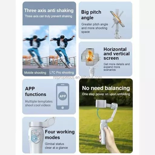 گیمبال و لرزش گیر موبایل مدل L7cpro Plus 3 Axis Foldable Gimbal