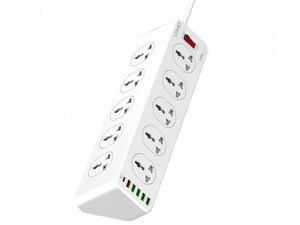 چندراهی برق 10 سوکت، 5 یواس‌بی و یک تایپ‎سی الدنیو Ldnio Power Strip 2500W 10 Sockets + 4 USB Ports + 1 Type-C PD Port + 1 QC3.0 Port2 m UK Plug SC10610