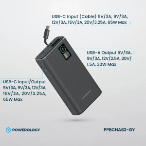 پاوربانک 65 وات 20000 میلی‌ آمپر ساعت پاورولوژی مدل PPBCHA82