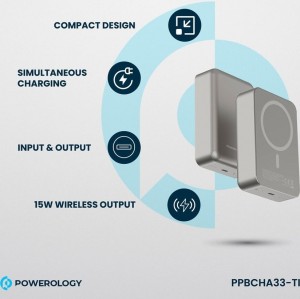 پاوربانک وایرلس 20000 میلی امپر پاورولوژی مدل PPBCHA33